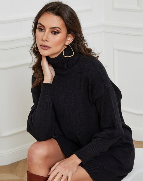 Zwarte jurk van kasjmiermix Warren