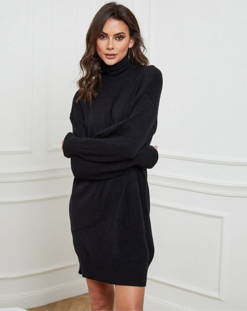 Zwarte jurk van kasjmiermix Warren