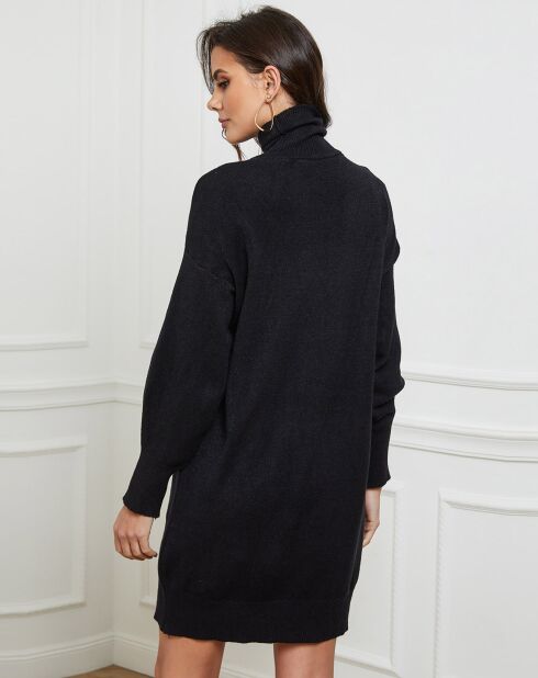 Zwarte jurk van kasjmiermix Warren