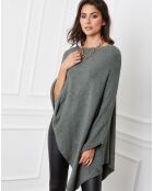 Khakifarbener Poncho aus einer Kaschmirmischung