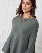 Khakifarbener Poncho aus einer Kaschmirmischung