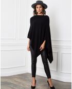 Zwarte poncho van kasjmiermix Fano