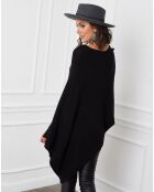 Zwarte poncho van kasjmiermix Fano