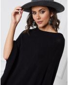 Zwarte poncho van kasjmiermix Fano
