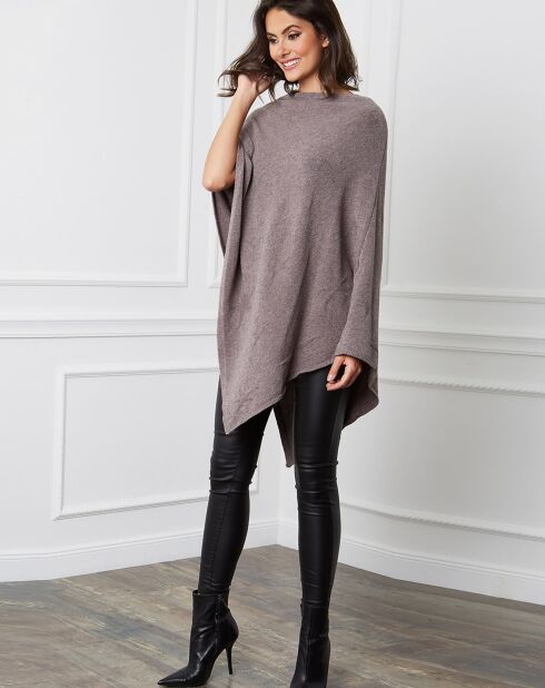 Taupefarbener Poncho aus Kaschmirmischung
