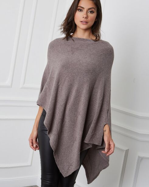 Taupefarbener Poncho aus Kaschmirmischung