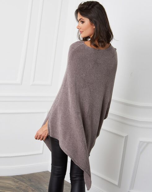Taupefarbener Poncho aus Kaschmirmischung