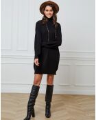 Halof schwarzes Kleid aus einer Kaschmirmischung