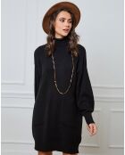 Halof schwarzes Kleid aus einer Kaschmirmischung