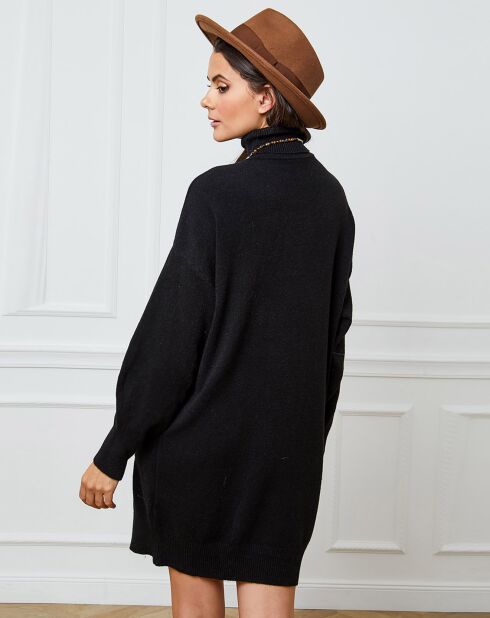 Halof schwarzes Kleid aus einer Kaschmirmischung