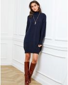 Halof marineblaues Kleid aus einer Kaschmirmischung