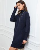 Halof marineblaues Kleid aus einer Kaschmirmischung