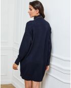 Halof marineblaues Kleid aus einer Kaschmirmischung