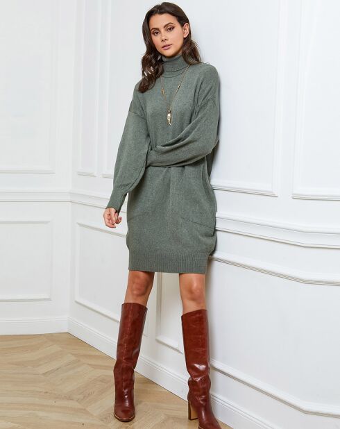 Halof khakifarbenes Kleid aus einer Kaschmirmischung