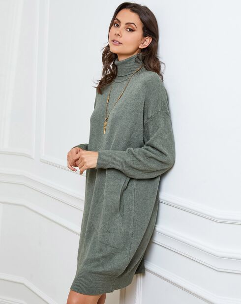 Halof khakifarbenes Kleid aus einer Kaschmirmischung