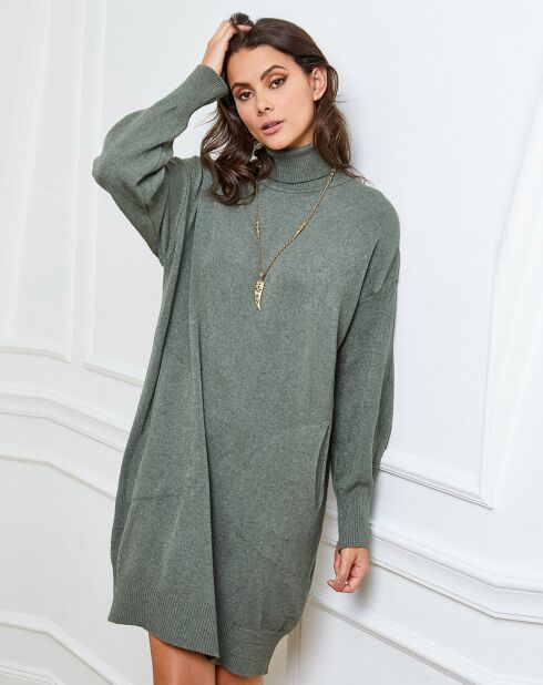 Halof khakifarbenes Kleid aus einer Kaschmirmischung