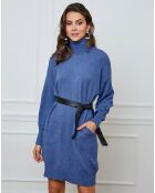 Halof Indigo-Kaschmirmischkleid