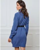 Halof Indigo-Kaschmirmischkleid