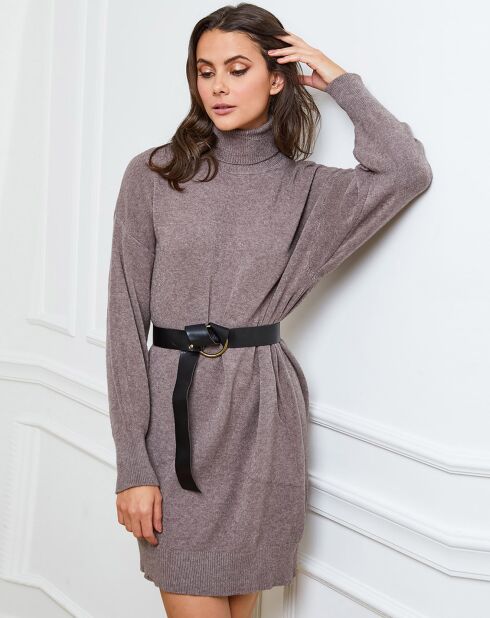Halof Kleid aus einer Kaschmirmischung in Taupe