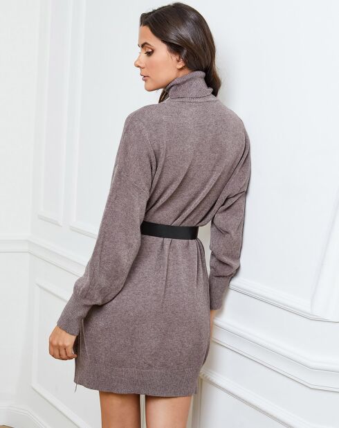 Halof Kleid aus einer Kaschmirmischung in Taupe