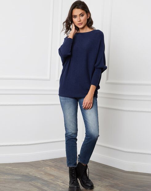 Pull en Cachemire mélangé Dragor marine