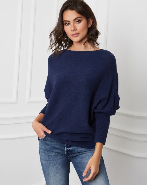 Pull en Cachemire mélangé Dragor marine