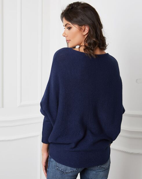 Pull en Cachemire mélangé Dragor marine