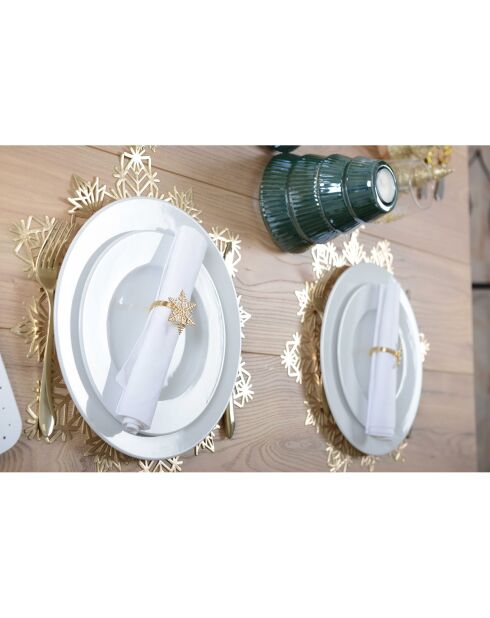 4 goldene Schneeflocken-Serviettenringe - D.4,5x4,2 cm