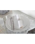 6 silberne Schneeflocken-Tischsets - D.38 cm