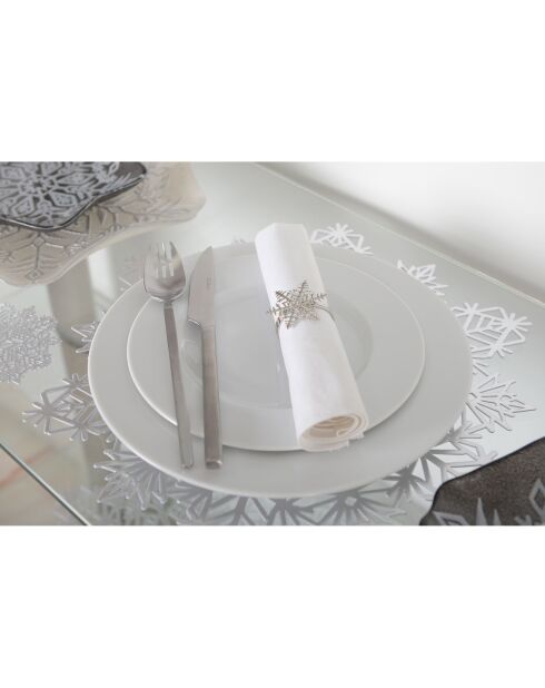 6 Dessous d'assiette flocon argentés - D.38 cm