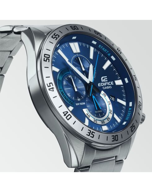 Edifice Herren-Armbanduhr aus silberfarbenem Edelstahl