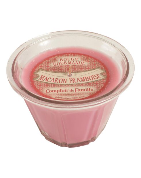 Bougie gourmande macaron framboise - 1 mèche 45h