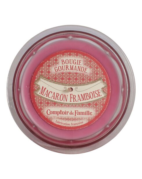 Bougie gourmande macaron framboise - 1 mèche 45h