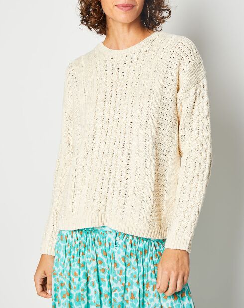 Pull en Coton & Lin Qobi écru/off white