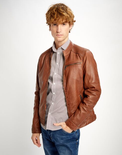 Veste en Cuir Alban cognac