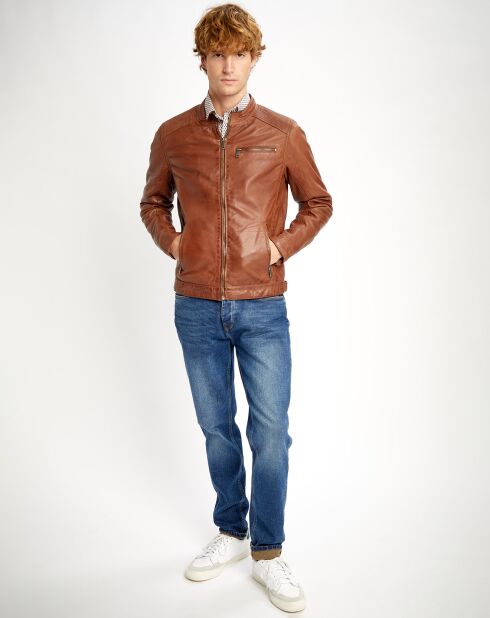 Veste en Cuir Alban cognac