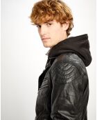 Blouson en Cuir Luigi noir