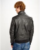 Veste en Cuir Simon noire