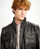 Veste en Cuir Simon noire