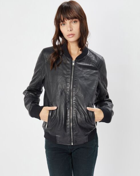 Veste en Cuir Benoue noire