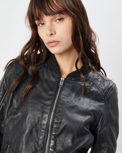 Veste en Cuir Benoue noire