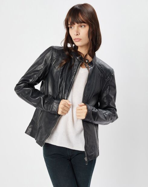 Veste en Cuir Alazeia noire