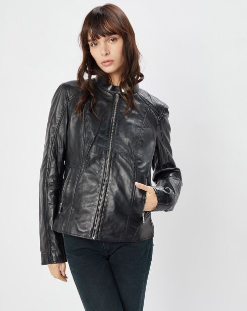 Veste en Cuir Alazeia noire