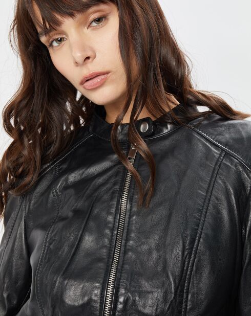 Veste en Cuir Alazeia noire