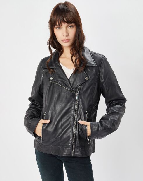 Perfecto en Cuir Afida noir