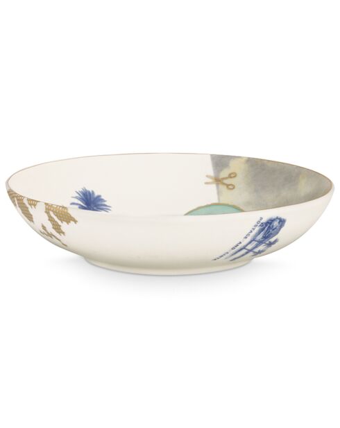 6 Assiettes creuses en Porcelaine Héritage Palmier blanches - 18x3.9x18 cm