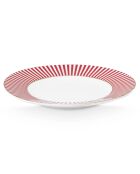 6 Assiettes petit four en Porcelaine Royal Stripes roses - D.12 cm