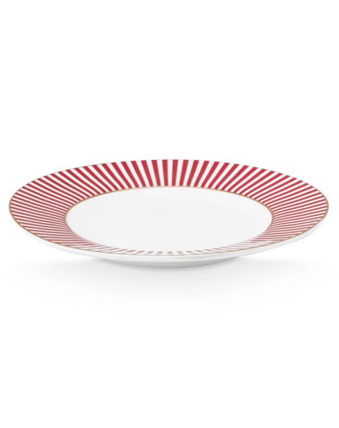 6 Assiettes petit four en Porcelaine Royal Stripes roses - D.12 cm