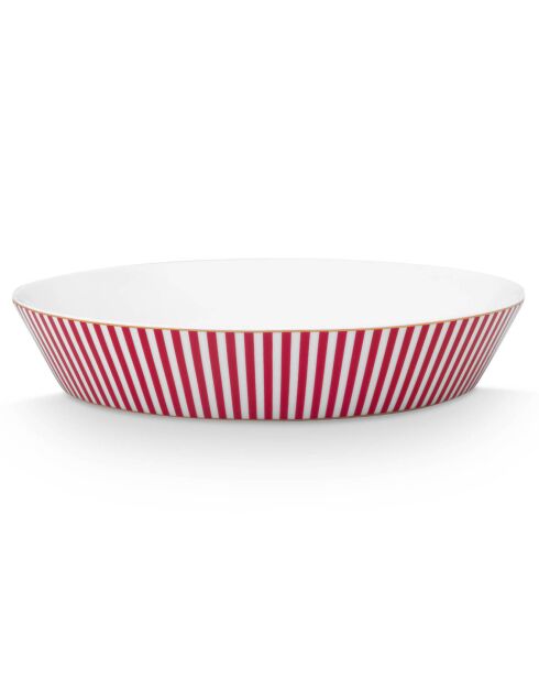 4 Assiettes creuses en Porcelaine Royal Stripes roses - D.21.4 cm
