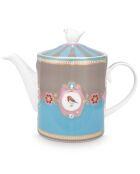 Love Birds Teekanne mit blau/khakifarbenem Medaillon - 12,9 x 19,5 x 25,3 cm